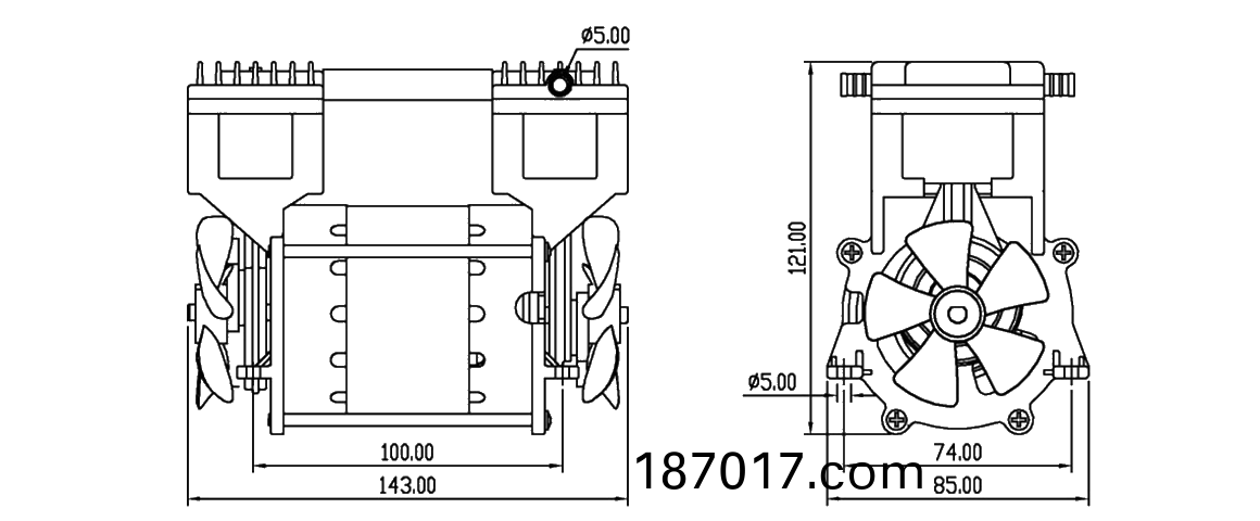 HP-200V活塞(sai)真(zhen)空(kong)泵 尺(chi)寸(cun)圖(tu)
