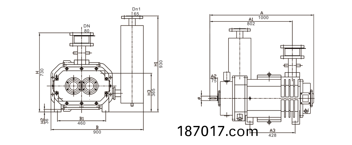 RSP800榦(gan)式螺桿真空(kong)泵(beng) 尺(chi)寸圖(tu)