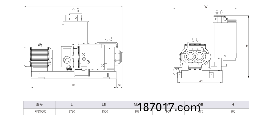 RKD0600榦式(shi)螺(luo)桿(gan)真(zhen)空泵(beng) 尺寸(cun)圖(tu)